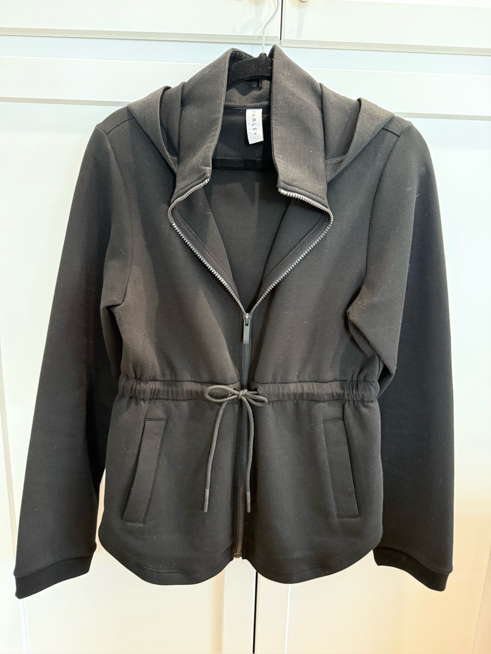 Varley Sofia drawstring-waist hooded black Zip-Front Jacket